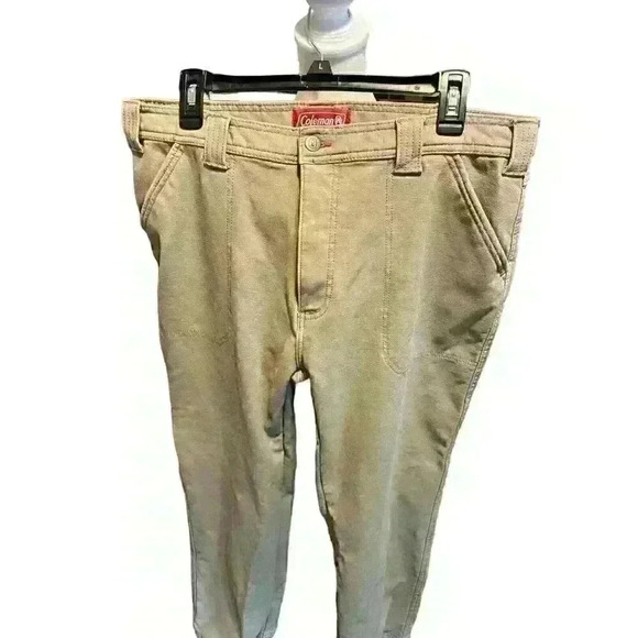 Coleman Pants Men's Khaki Jeans 36 x 32 NWOT Lined Carpenter Flat Front Cotton - Picture 2 of 7